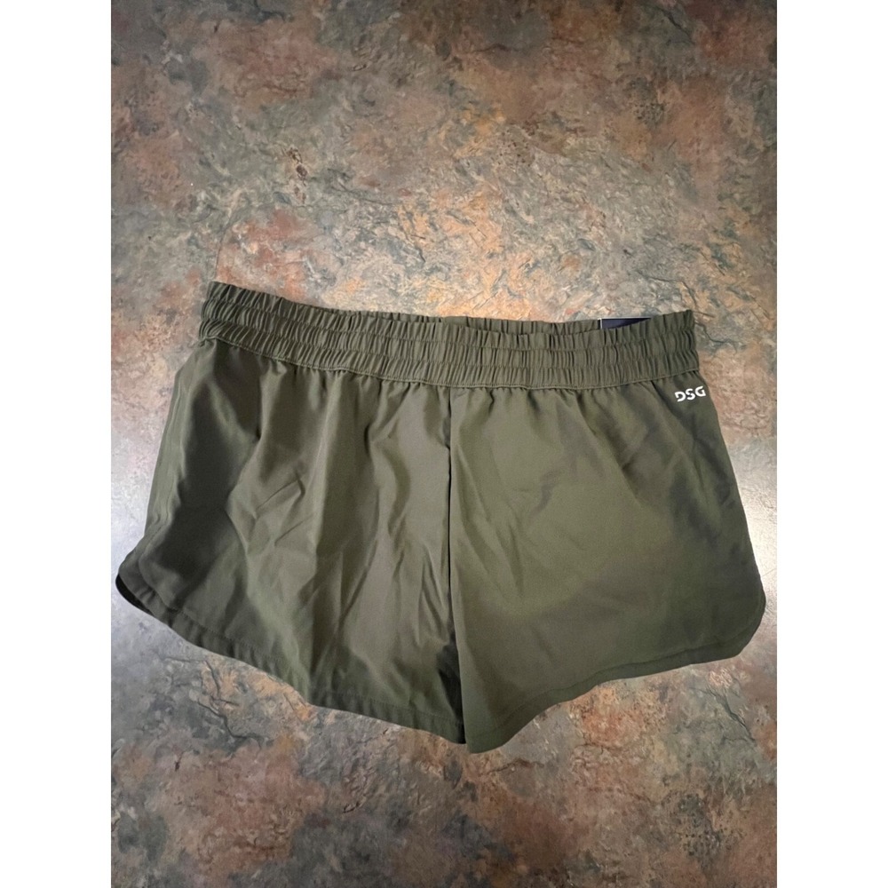 DSG Mid Rise Stride Run Shorts Olive Green Size M 89% Polyester 11% Spandex Elas